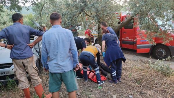 Bursa'da otomobil zeytinliğe girdi: 1 ölü, 1 ağır yaralı